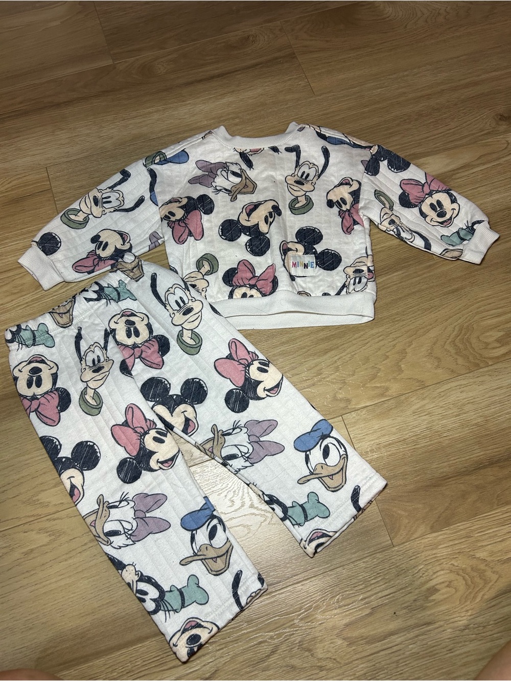 Girls White Disney Character Matching Pajama Set with Pastel Accents